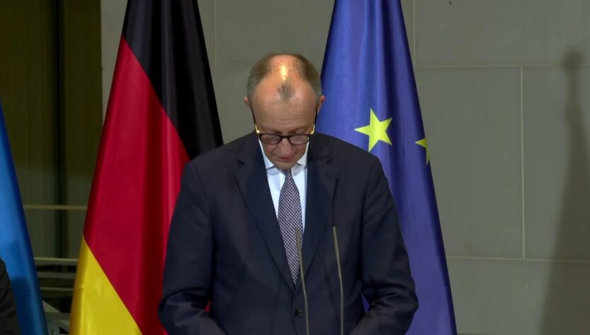 Спілкування Володимира Зеленського і Фрідріха Мерца з медіа